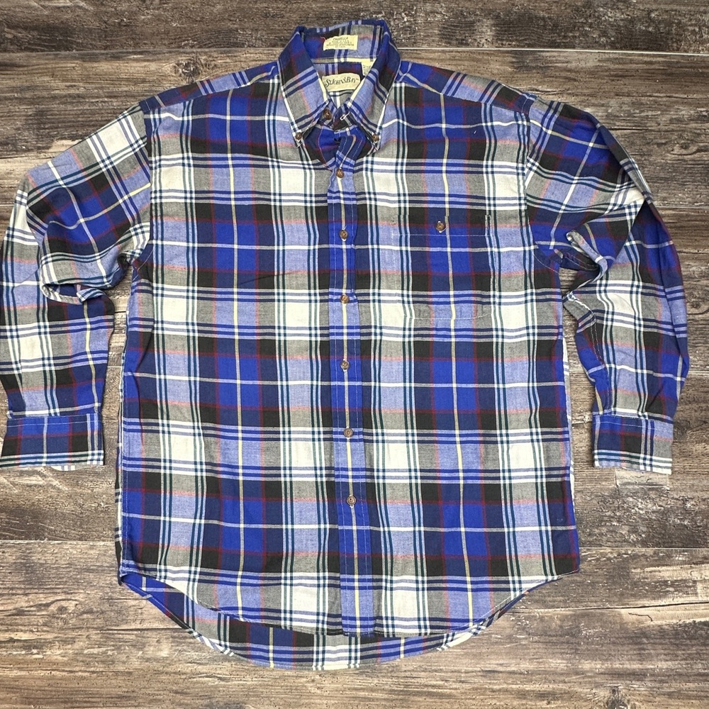Vintage St John’s Bay Plaid Button Down Shirt Made in USA Medium GUC